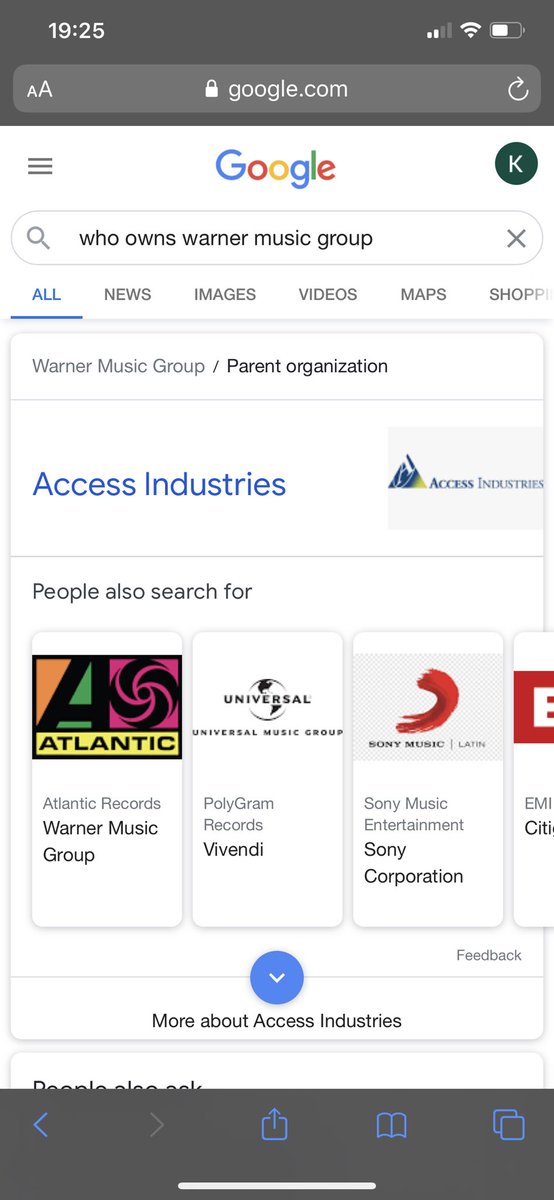 Access industries owns Warner music