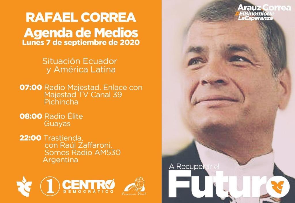 democraticoEC's tweet photo. #BinomioDeLaEsperanza | 📌 Acompañemos a @MashiRafael en estas entrevistas en medios de #Ecuador y #Argentina 👇#ARecuperarElFuturo #LaPatriaJustaVolverá @marielalopezl @JuanRamon_Quito @enriquemenoscal 🥇👇🇪🇨 https://t.co/yPXk6T9OcK