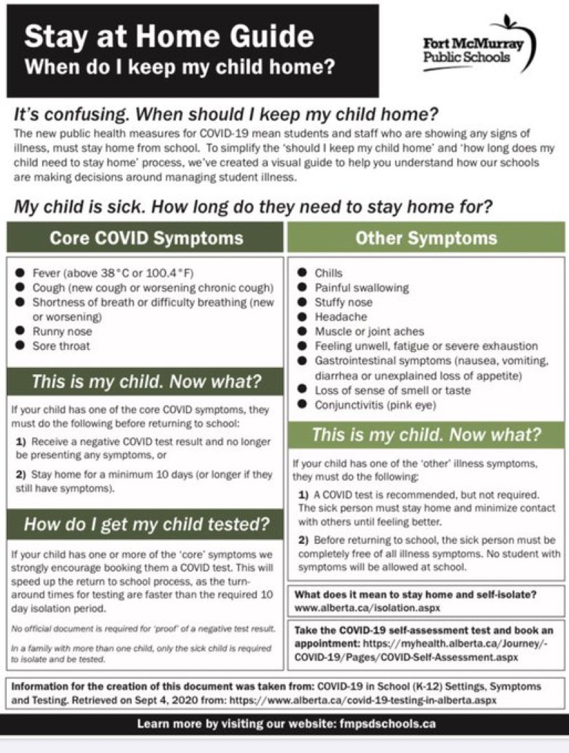 JTurner_RPsych's tweet photo. Trying to make sense of seasonal allergies and fall colds? Quick guide to when students stay home #prairierosesd #thanksforthegraphic #ymm #fortmcmurrayparents https://t.co/rnJdUC9Z5W