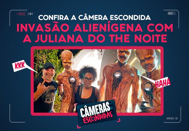 PgmSilvioSantos's tweet photo. Assista a NOVA #CameraEscondida inédita do @PgmSilvioSantos e olha só quem foi a vítima da vez 😜 @jublackpower 😉👽🛸

https://t.co/Iv13DShcSb https://t.co/b0A1F0cZUA