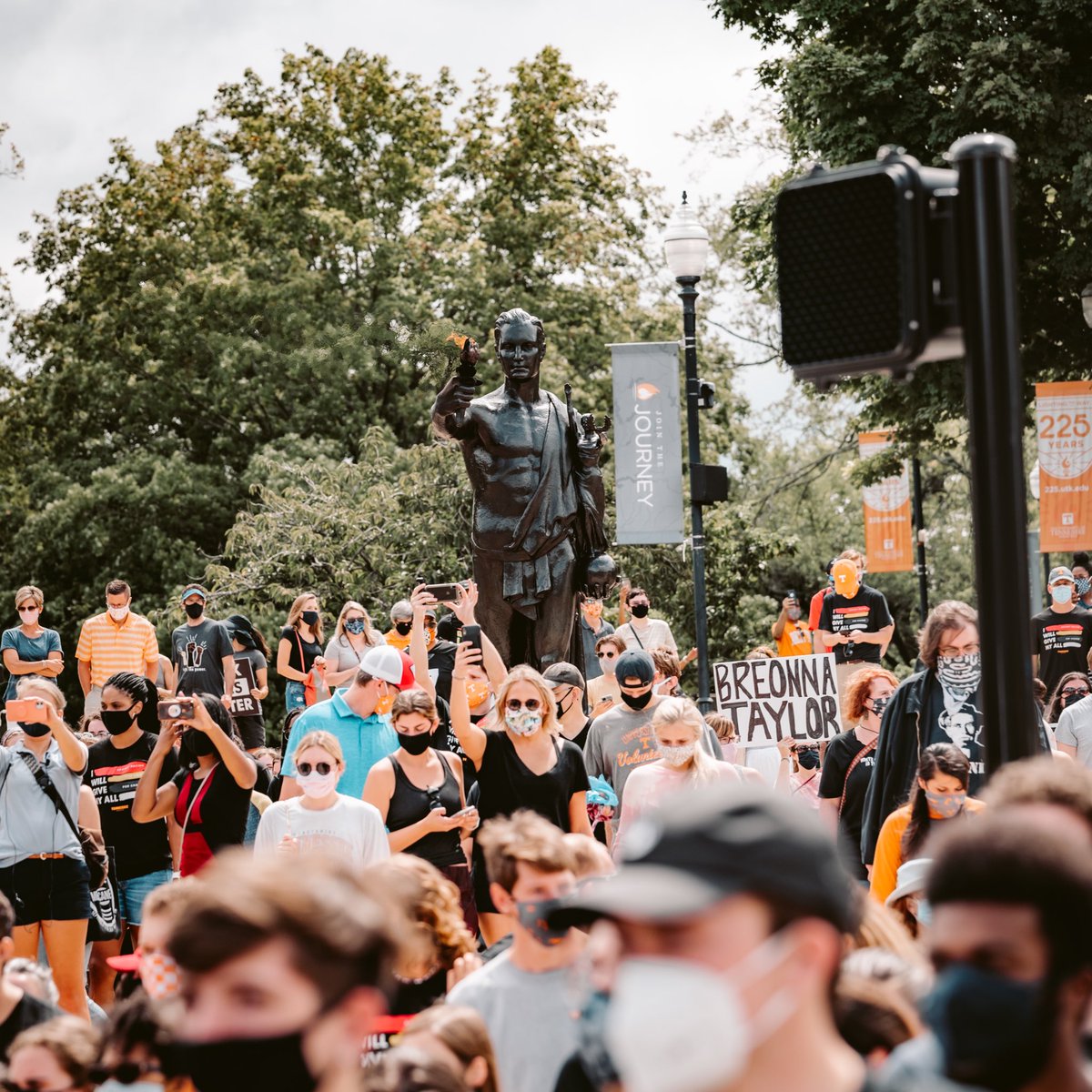 Caitlani's tweet photo. Last weekend our athletic department and campus family came together to march for change. For unity. For HOPE.

I pray everyday we keep this fire lit and both feet on the gas. 

#BlackLivesMatter 
#Marchonmycampus2020 https://t.co/e0epNMIVmX