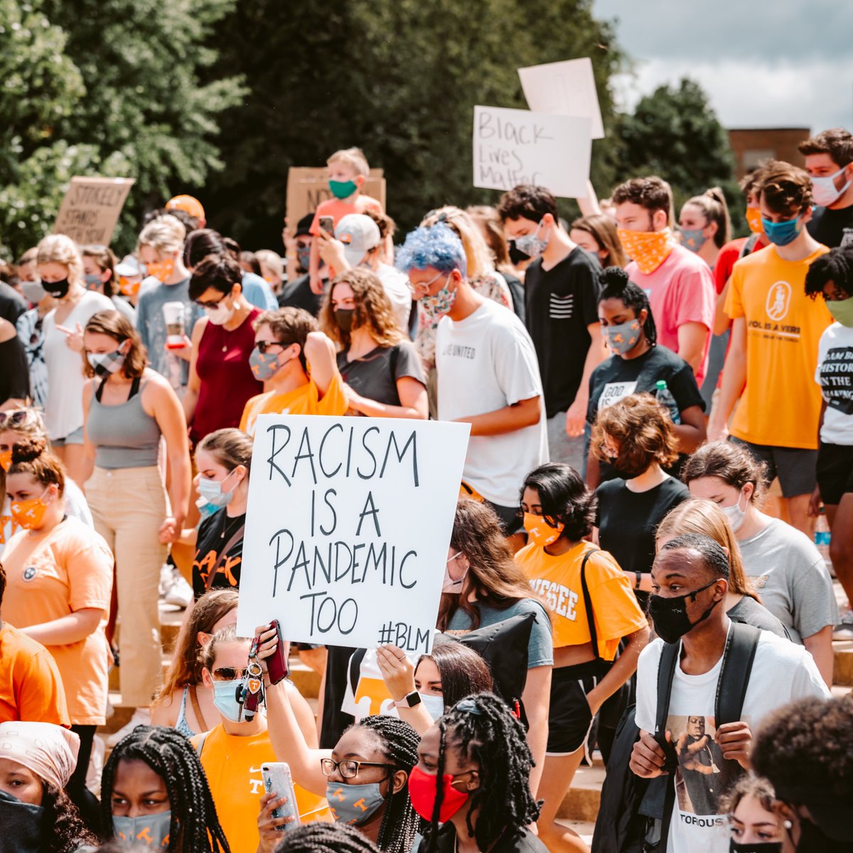Caitlani's tweet photo. Last weekend our athletic department and campus family came together to march for change. For unity. For HOPE.

I pray everyday we keep this fire lit and both feet on the gas. 

#BlackLivesMatter 
#Marchonmycampus2020 https://t.co/e0epNMIVmX