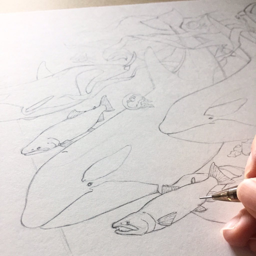 It’s been hard for me to draw for a long time, but it feels nice to be chipping away at this piece I’ve started (and abandoned) several versions of over the last few years.