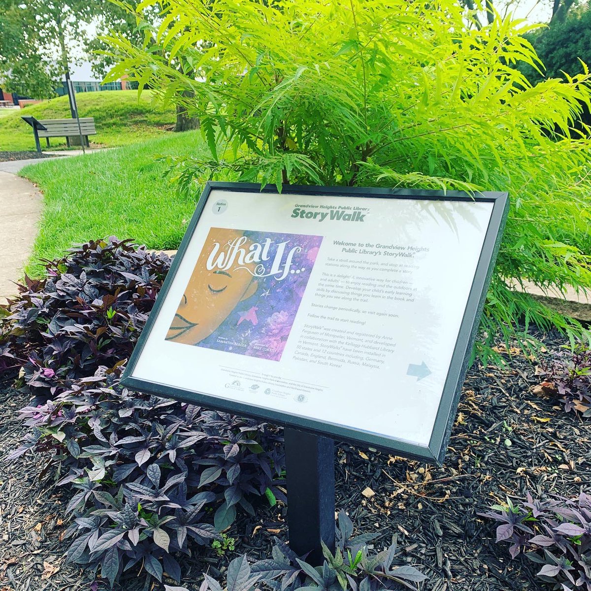 wes_library's tweet photo. Love finding these #storywalks around town! This one featured a great story about creativity- What If by #samanthaberger and is presented by #grandviewlibrary. Where else have you found a storywalk? #alwaysreading #librarylife https://t.co/n932q5dA8L