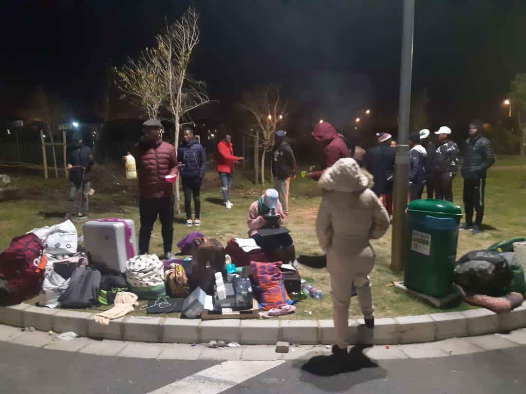 zanokuhle_nino's tweet photo. It's 12:37 and the students evicted by South Point are still outside. They will spend the night in front of South Point, the Management has only hired Private Securities to guard South Point Orchards Properties not. It's profit over lives

#SouthPointMustfall https://t.co/0f2kq26isW