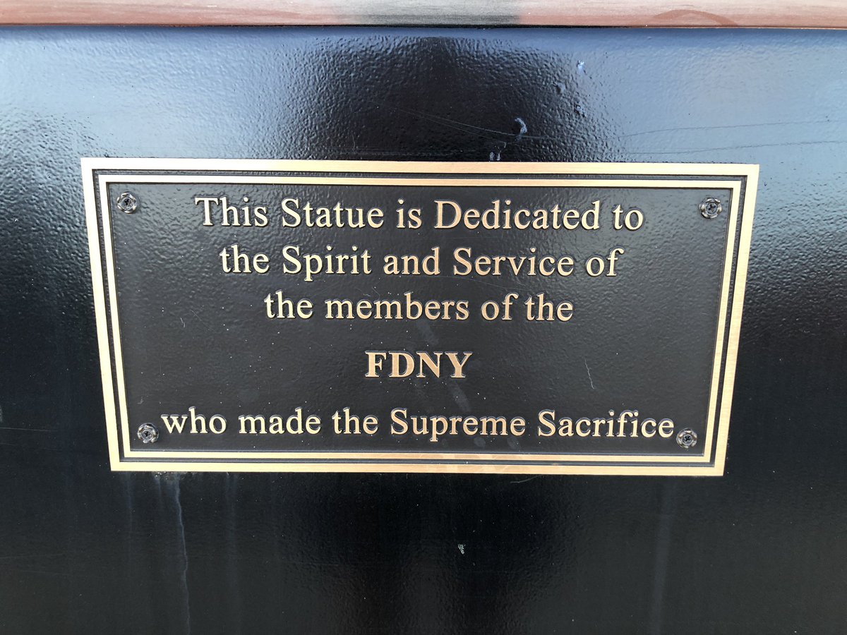 Firefrank76's tweet photo. In front of Building 12 at the #FDNY Fire Academy sits a bronze statue depicting #Firefighter Steven Siller as he ran through the Brooklyn Battery Tunnel responding to the WTC on 9-11-01. This statue honors our members lost that day listing all 343 of their names #NeverForget https://t.co/B4GgyHzSbr
