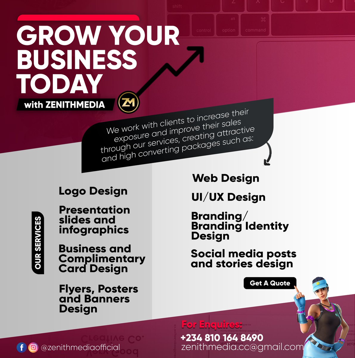 wokkahq's tweet photo. #Zenithmedia -A Professional branding Agency for SMEs.
There are too many businesses in the world, all with their different identities. As a result of this, the Need to stand out becomes very much important.
We can help you STAND OUT, and GROW. https://t.co/2vo70LBdKb