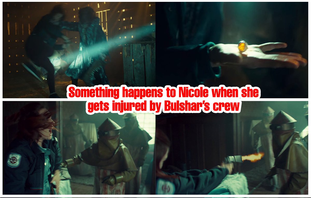 viking_elf's tweet photo. 3/5

3x8 Bulshar's ring burns Nicole after getting injured by #CharbroiledConstance
Robin says she "belongs" to Bulshar

3x12 After Julian saved her with the ring, it doesn't burn anymore &amp; her gun flashes PURPLE again

So what's happening? #WynonnaEarp https://t.co/v2oyy4Uk8b