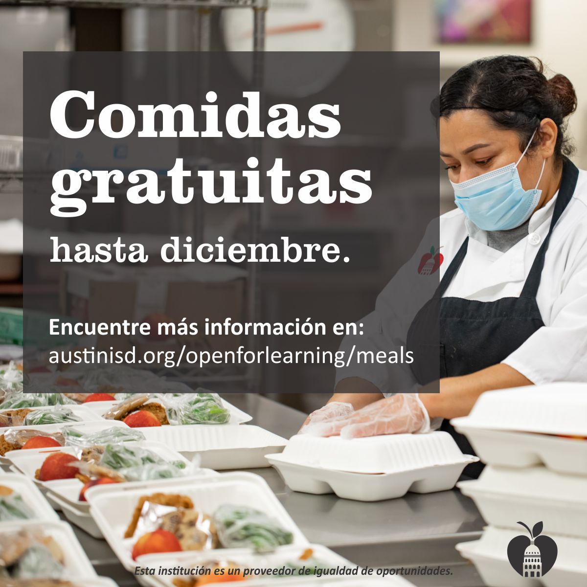 AustinISD's tweet image. We are excited to announce, all Austin ISD students will receive free school meals through December 2020 🍎🥗🥪🍇🍊🥦🍝

Find meal sites and more info at austinisd.org/openforlearnin…

#AISDProud #WeAreAISD #SomosAISD #AISDAtHome
@AustinISDFood @aisdparents @AISDHealth @AustinPta