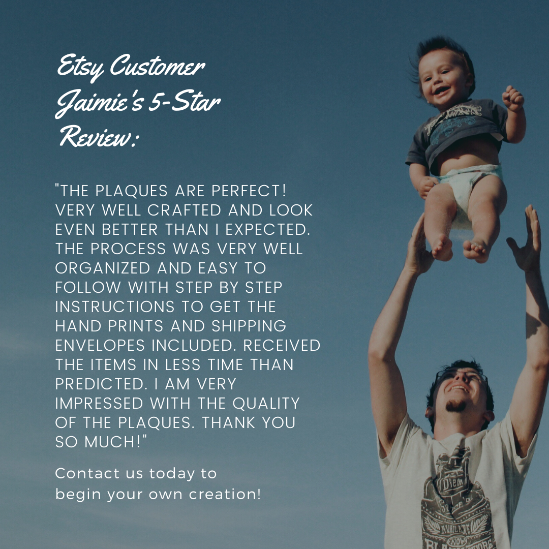MemoriesInClay's tweet photo. Our customers are the best, and we thank them for their kindness when leaving such awesome reviews! Check out our shop for more great customer reviews like Jaimie's! #personalized #giftideas #personalizedgifts #family #momlife #family #motherhood #babyhandprint #babyfootprint #cl https://t.co/9WSOQYgZv1