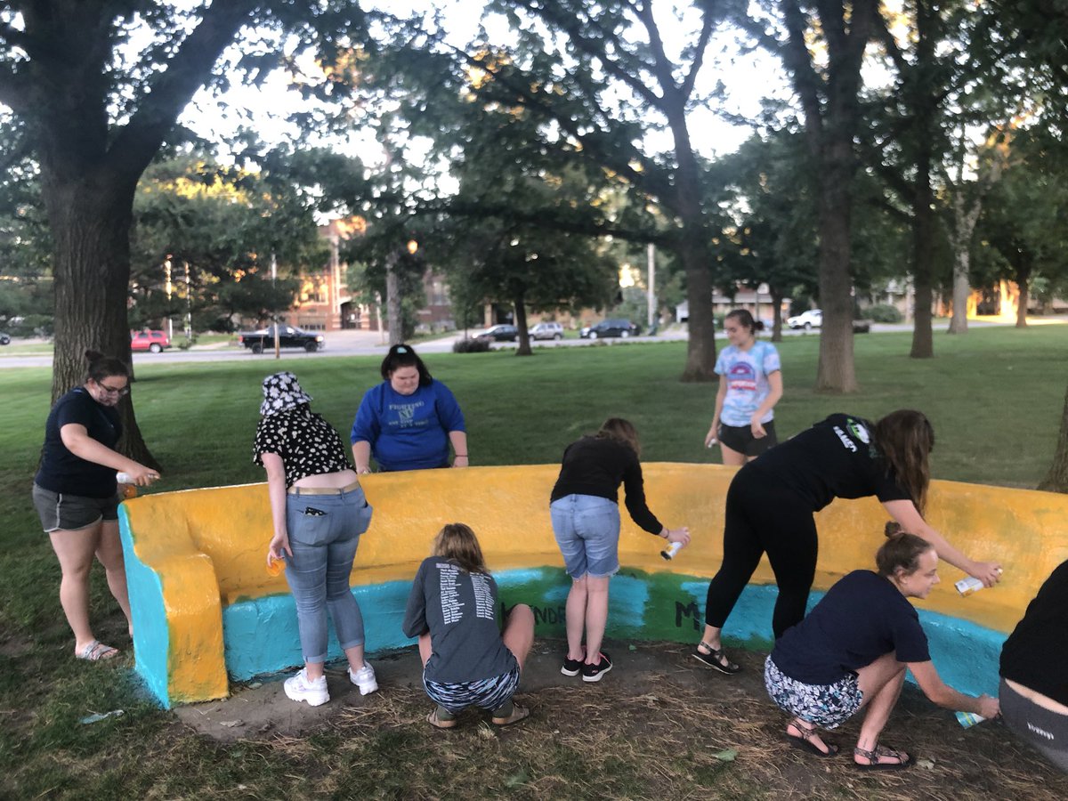 MsideActiveMind's tweet photo. This past week we painted the spoonholder bench yellow for suicide prevention month! The front says BE THE LIGHT &amp; YOU MATTER. The back says suicide prevention and 1-800-TALK💛 https://t.co/WWYu64MEuH