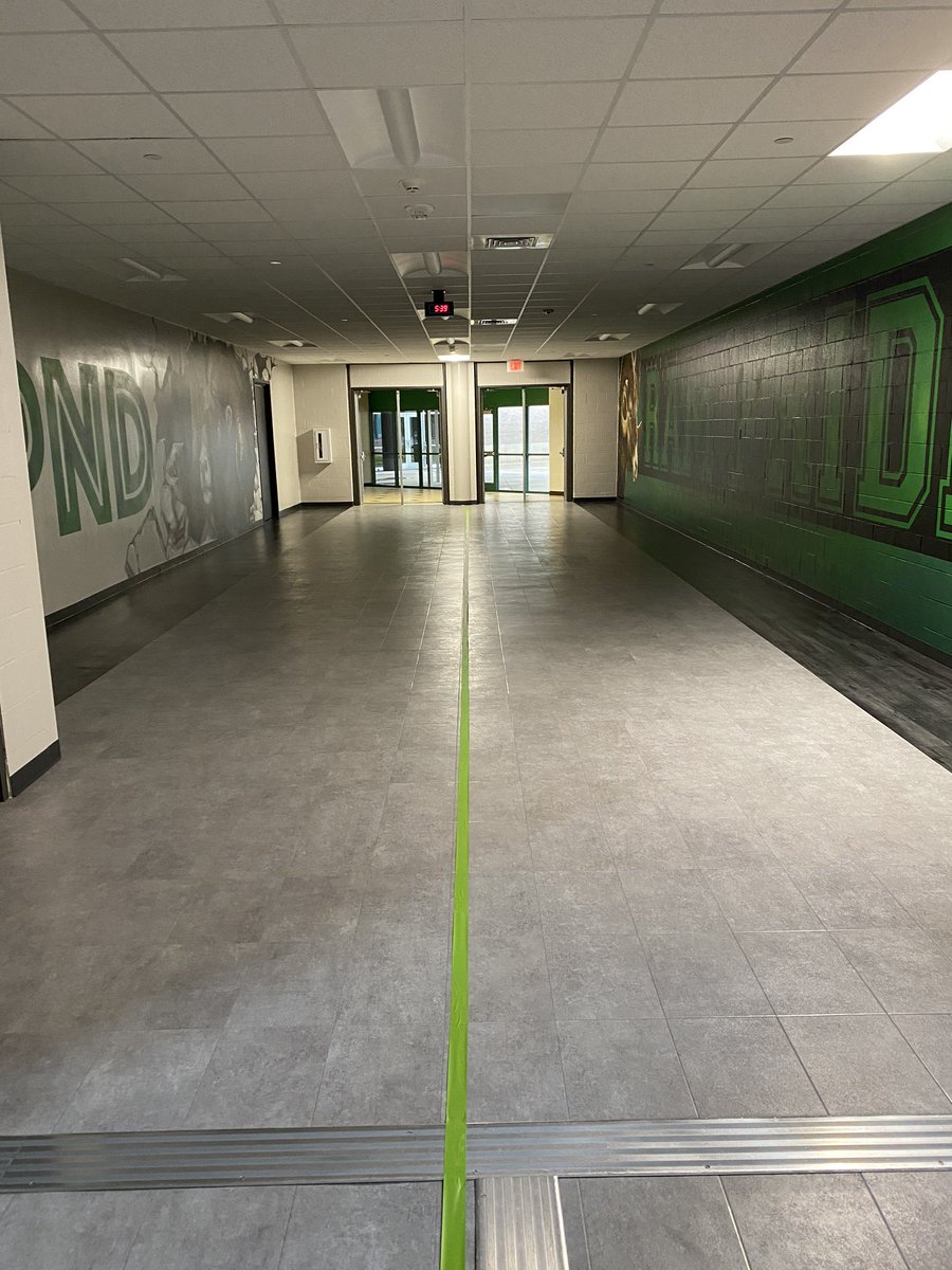 APMrG212's tweet photo. Since you all seemed to like the up and down stairs, how about right and left lanes in all hallways? Ready for Tuesday to promote social distancing! 

#RamsOnRight #MaydeForThis https://t.co/fCRV03QBNm