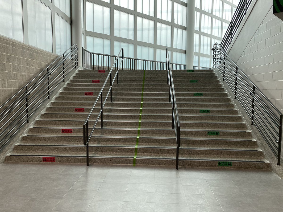 Since you all seemed to like the up and down stairs, how about right and left lanes in all hallways? Ready for Tuesday to promote social distancing! 

#RamsOnRight #MaydeForThis
