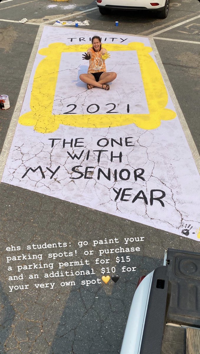 asb_enterprise's tweet photo. Seniors! Purchase your parking permit &amp; your own reserved spot to paint for $25. All artwork needs to be approved before you can paint. https://t.co/DUNp4lXm79