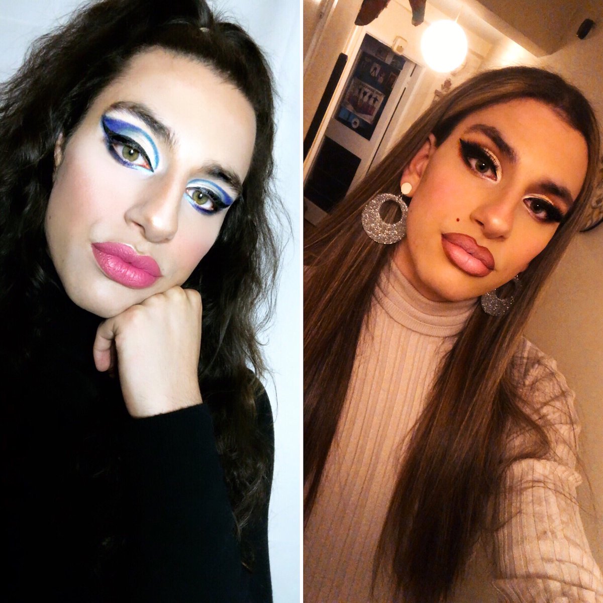 chrispetrova98's tweet photo. One year different in doing makeup!
#makeup #dragqueen #RavenLunatic #mua 
    Then.                       Now.                 
       ⬇️.                           ⬇️ https://t.co/hSzRcWvKSm