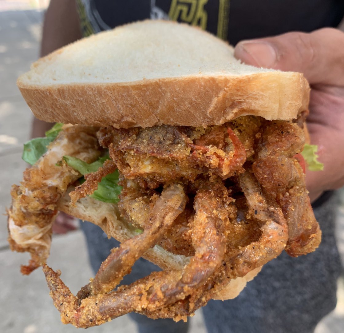 Softshell Crab sandwich- Faidley’s Seafood (Big Softy, The Local Oyster, Dylan’s Oyster Cellar are some other good spots)203 N Paca St, Baltimore, MD 21201