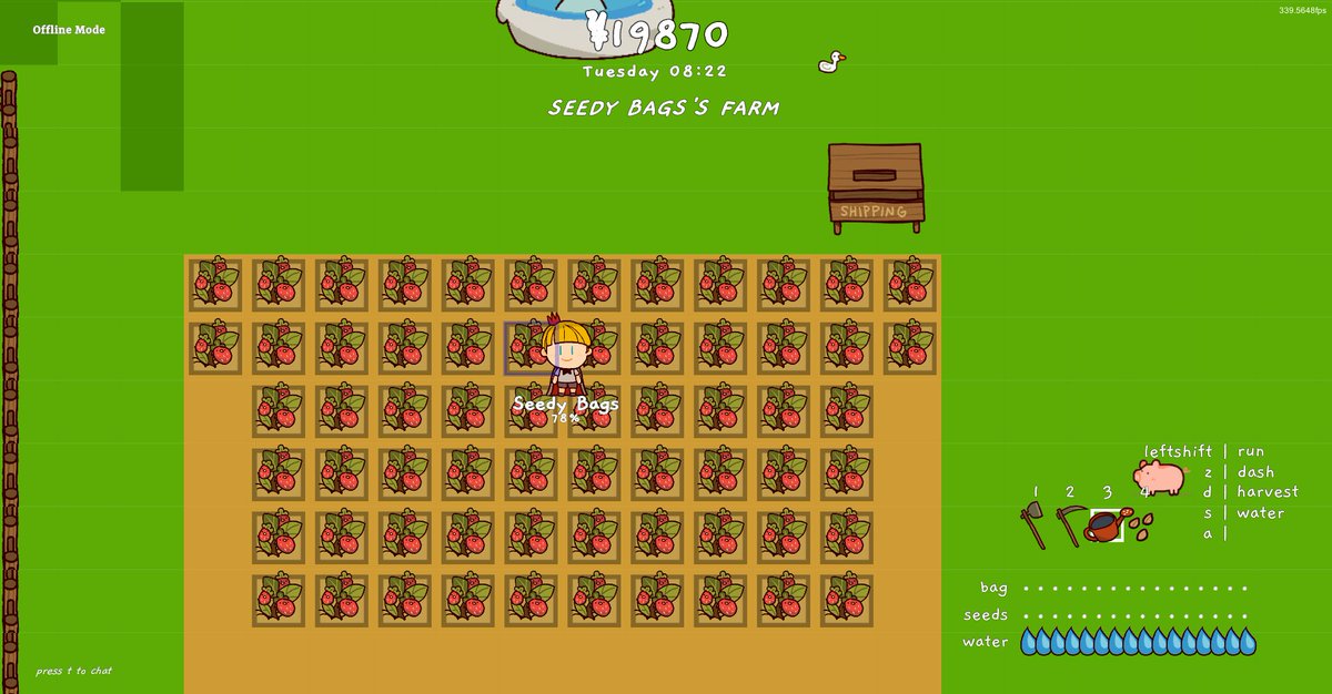 Morbid_Mist's tweet photo. My three lovely farm plots, each with 64 strawberries growing happily, and breakfast served to me from wife #3~ 

@CroppyBoyGame #CroppyBoy #ScreenShots https://t.co/4vWNqIDc5t