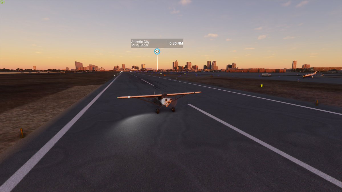 anyway here's me landing at Atlantic City Municipal. its sunset here on the jersey shore so its quite lovely in the game with the live weather as well
