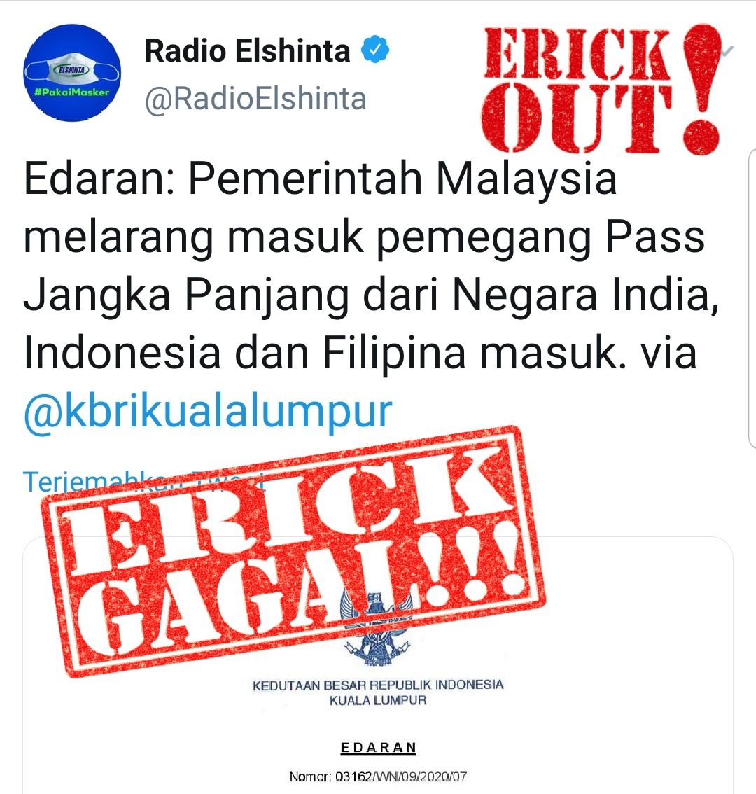 Ini karya Ketua Satgas COVID 19 dan PEN Erick Thohir, ayo Ngaku! #erickout <a href="/jokowi/">Joko Widodo</a> <a href="/PartaiSocmed/">#99</a> <a href="/KhofifahIP/">Khofifah Indar Parawansa</a> <a href="/ganjarpranowo/">Ganjar Pranowo</a> <a href="/fadjroeL/">Dr. M. Fadjroel Rachman</a> <a href="/BocahTuaNuakal/">bocah tua nuakal</a>