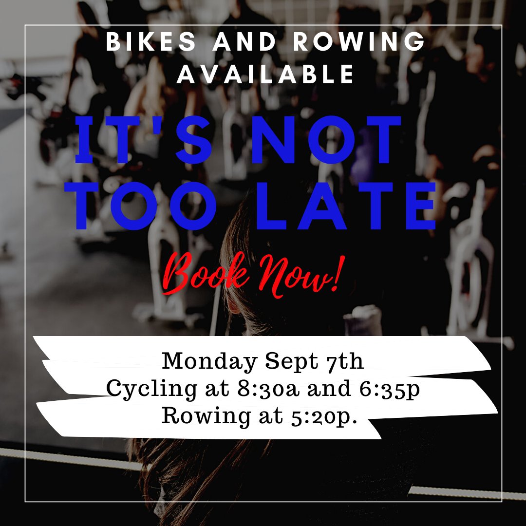 Book your bike or rower now.  There are a couple spots open in each class. Ride360cycle.com