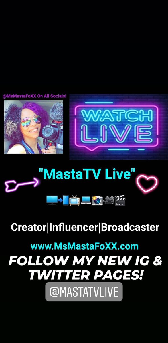 msmastafoxx's tweet photo. #Follow My New Instagram &amp; Twitter Pages @MastaTVLive
*
#Repost Welcome To @MsMastaFoXX's New Page @MastaTVLive 📺🖥📲💻📸🎥🎬👽🖖🏽
*
Watch MastaTVLive Online! Creator|Influencer|Broadcaster @MsMastaFoXX! #MastaTVLive #MastaTV #MyCreatorLife @CosmicFam #CosmicFam @MsMastaFoXXLive https://t.co/7eQ6TDIdUN