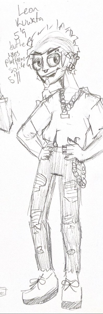 idk i didn’t change much. i made his pants ripped and not as baggie at the ends, gave him a chain, eyebrow piercing, and got rid of the jacket. personally i felt like the jacket was a little too much so to replace it i gave him a tucked in baggie shirt. also gave him platforms