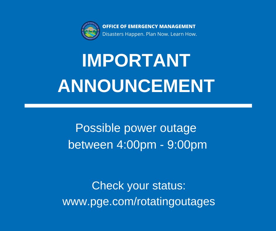 Sunnyvale Dps On Twitter Please Do Not Call 911 If Your Power Goes Out For Rotating Power Outage Info And Updates Visit Pge4me At Https T Co Jvqghzthtd Https T Co E4rdjmrr1h