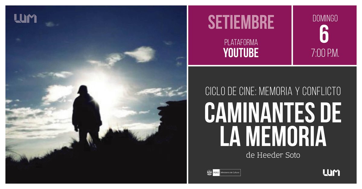 LUMoficial's tweet photo. 📽️El documental 𝗖𝗮𝗺𝗶𝗻𝗮𝗻𝘁𝗲𝘀 𝗱𝗲 𝗹𝗮 𝗺𝗲𝗺𝗼𝗿𝗶𝗮 (Heeder Soto, 2014) retrata escenarios de la post violencia en el Perú. Entornos aún hostiles en los que se empiezan a confrontar responsabilidades y memorias dolorosas.

🔗Enlace de acceso: https://t.co/XoWW88lRDz https://t.co/hDltKCgbQx