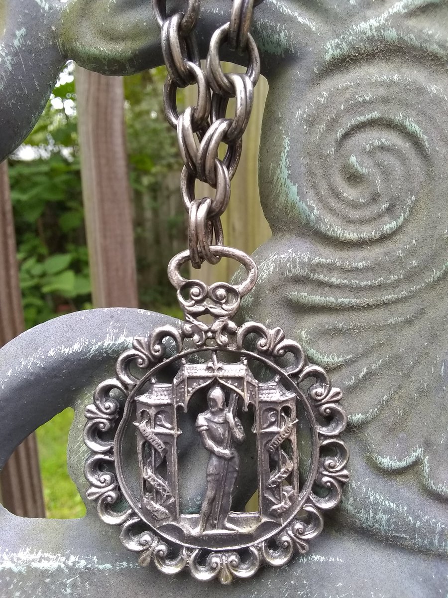 Mycroft_Masada's tweet photo. And here's the necklace I thrifted from our @dcgoodwill here in Gaithersburg that I like to think is Saint Joan. https://t.co/kOurGRbel9