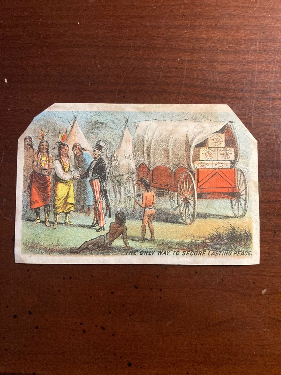 Very cool 19th century trade picturing Uncle Sam making a pact with the Native Americans -- trade card and narrative for a brand of soap used in the 1800s. While there are other trade cards for this brand, the Uncle Sam version is exceedingly rare. $28 shipped