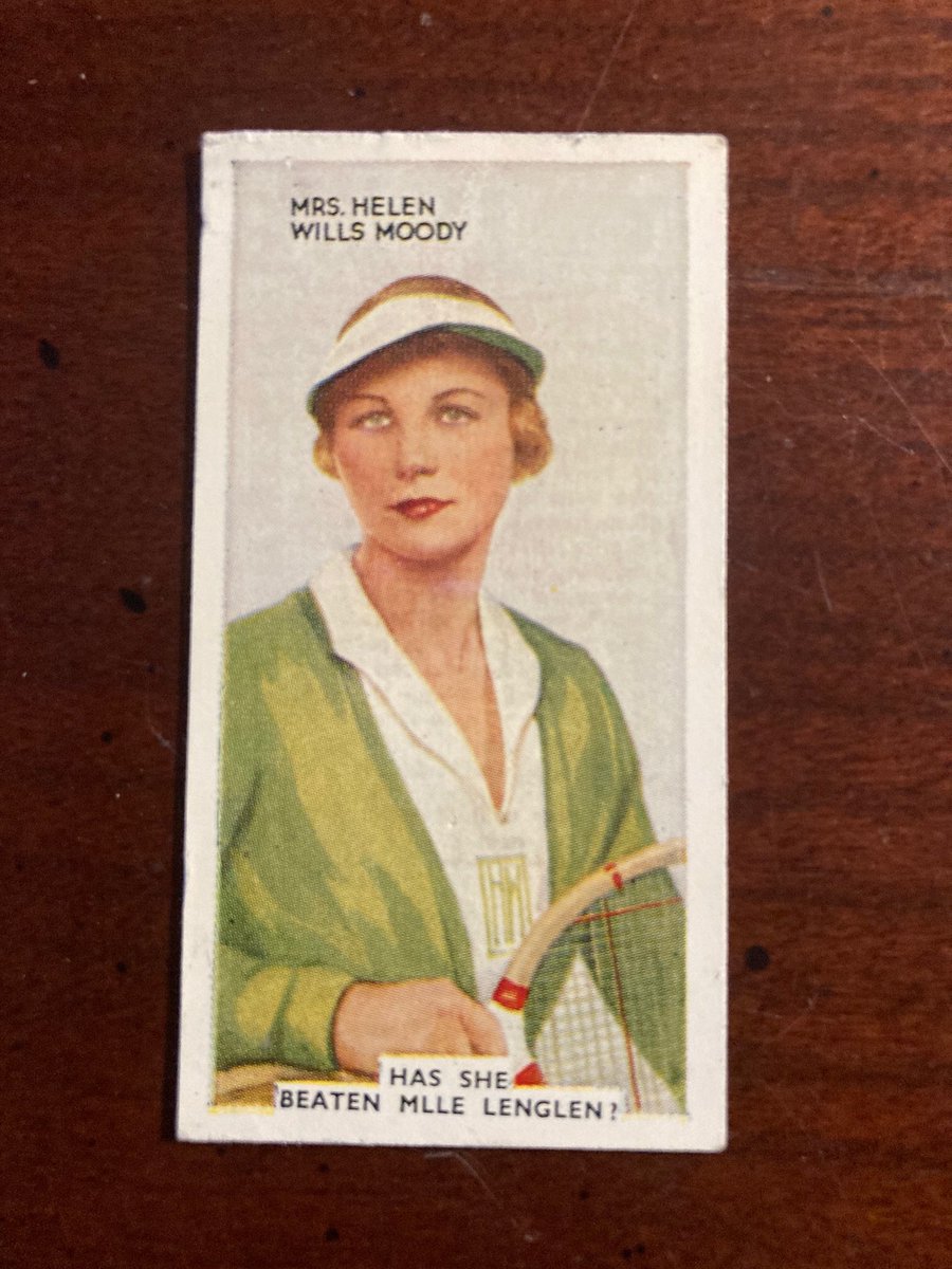 Here's a second tobacco card of Hall of Fame tennis star, Helen Wills Moody -- 1930s Godfrey Public Eye card. $9 shipped.