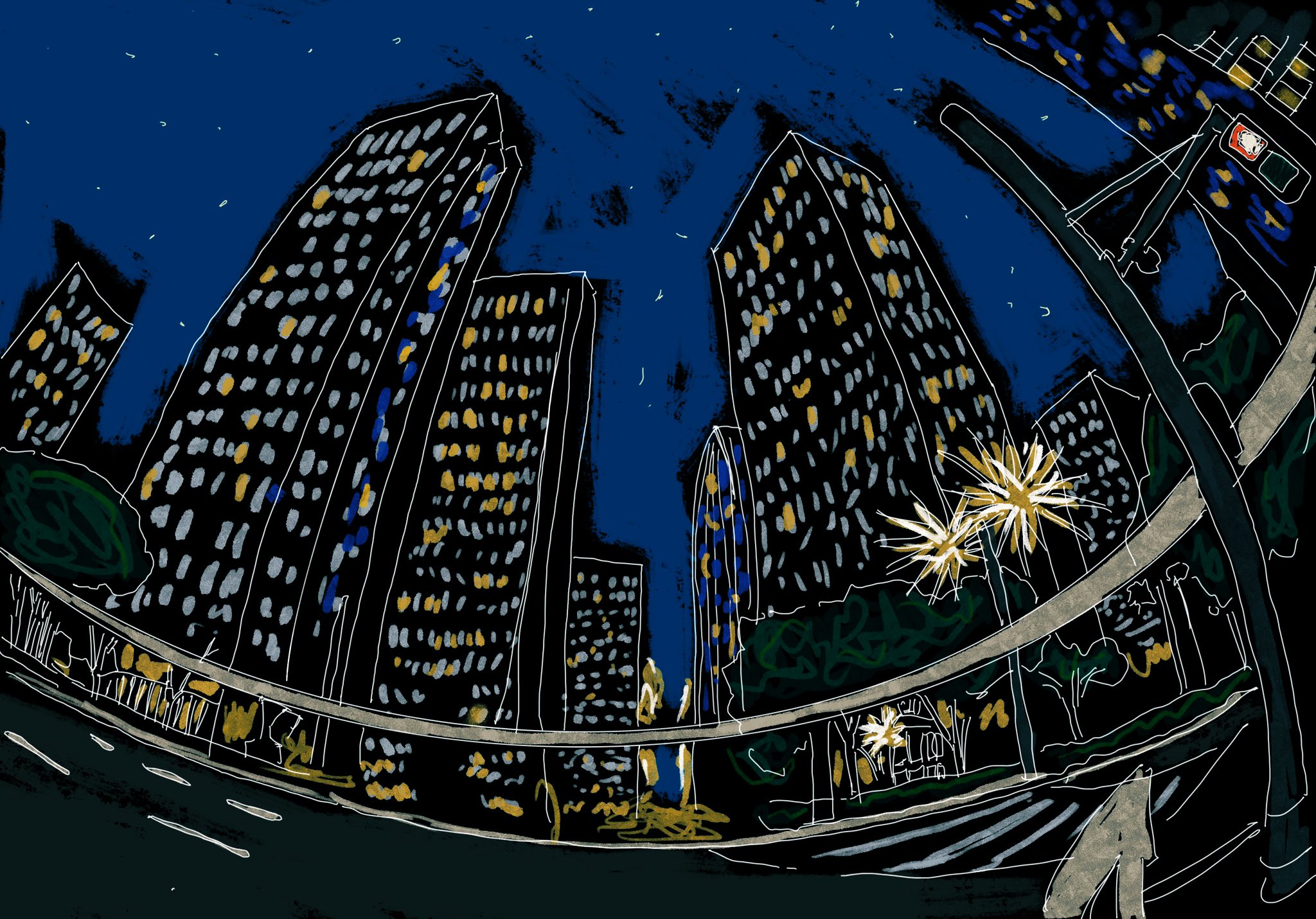 تويتر ハルカマン Harukaman على تويتر 夜の新宿 新宿 イラスト T Co Osiegko8yi