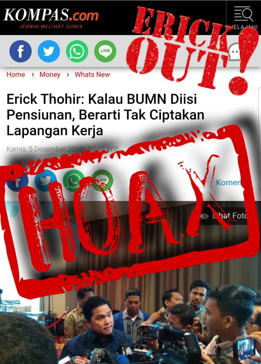 BaliSatriya's tweet photo. Kalau pak menteri rajin produksi hoax kayak gini, bagusnya di kasih stempel apa yak? Udah boleh stempel gagal ga? 
@JubirPresidenRI @KemensetnegRI @kaesangp @jokowi @Fahrihamzah @DrTompi @yunartowijaya 

#erickout https://t.co/UUseXbCRbp