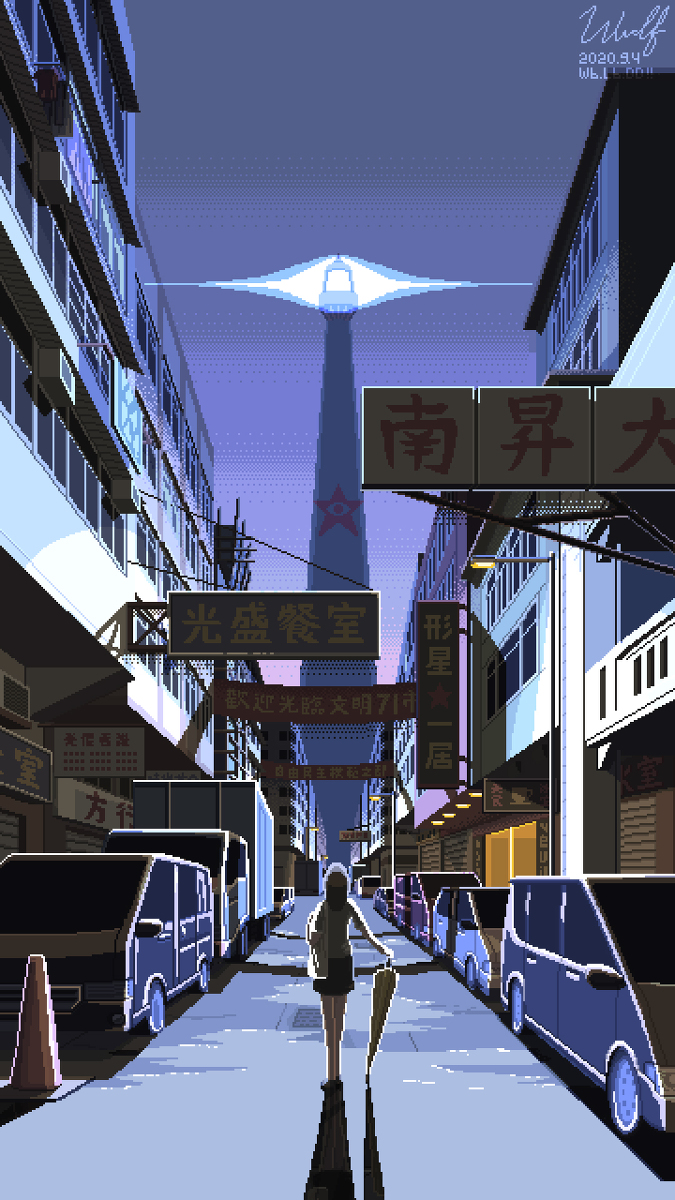 Wolf White 壁紙 ようこそ シティ71へ 風景 オリジナル 背景 香港 街並み 灯台 夜明け ドット絵 T Co Y5xsgv3hj8