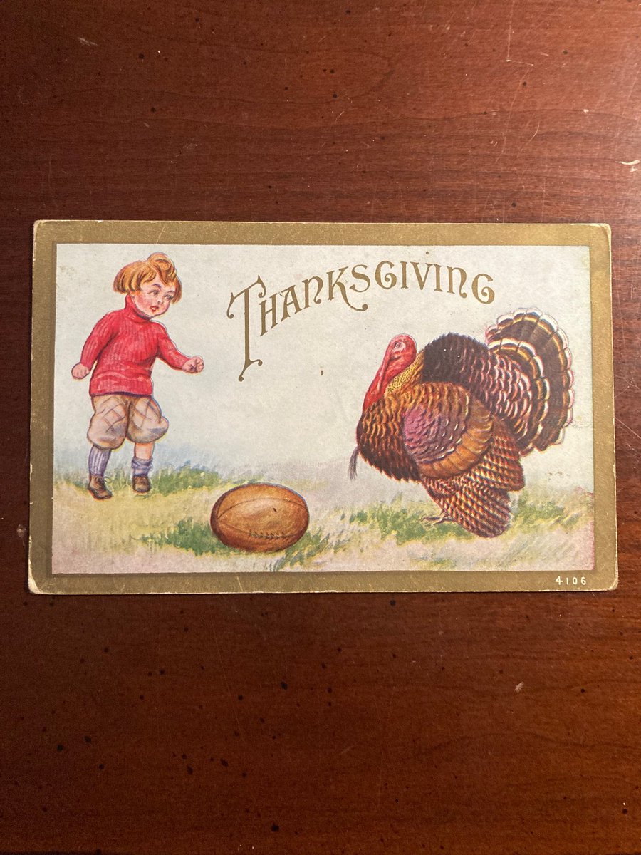 Little bit of football here with early 1900s Thanksgiving football postcard. Unused but has some writing in pencil on back. $13 shipped