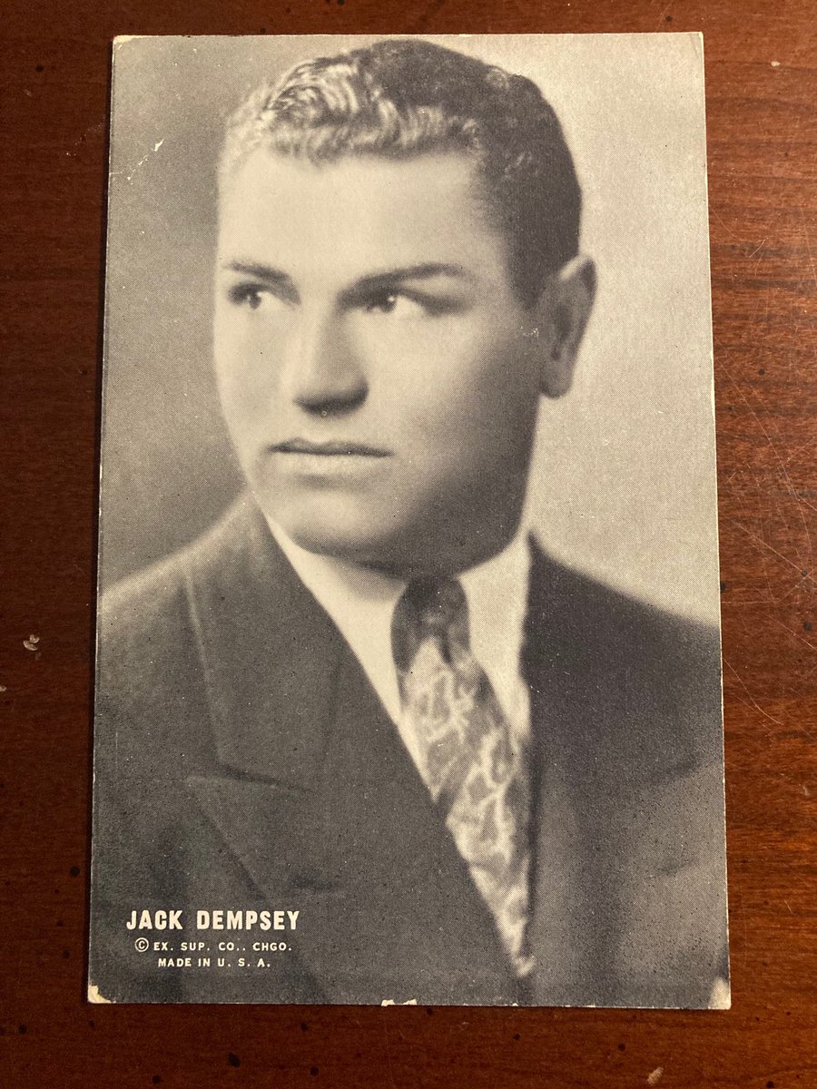 Here's the only Jack Dempsey card of the night -- 1920s Exhibit card of the legendary boxer in great shape. $32 shipped