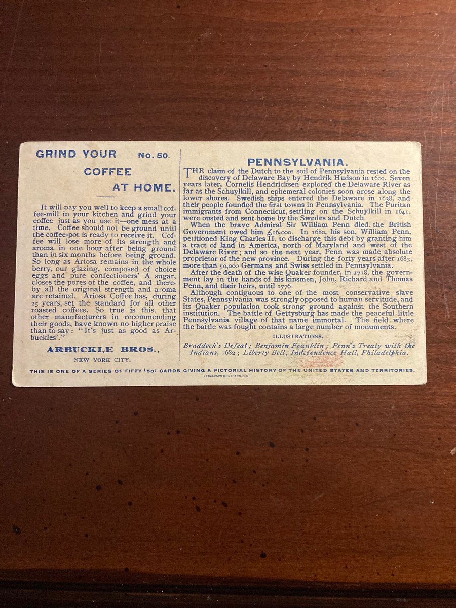 Benjamin Franklin 1890s Arbuckle Trade Card - $16 shipped