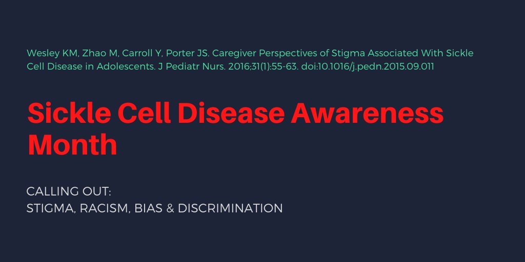 #5: Dr. Kimberly Wesley &  @drjsporter report on a focus group w/ caregivers of teens w/  #SickleCell about  #stigma. They described stigma across school, athletic, social, & medical settings & gave recs for intervention:  sickle cell education for school staff, peers, & society.