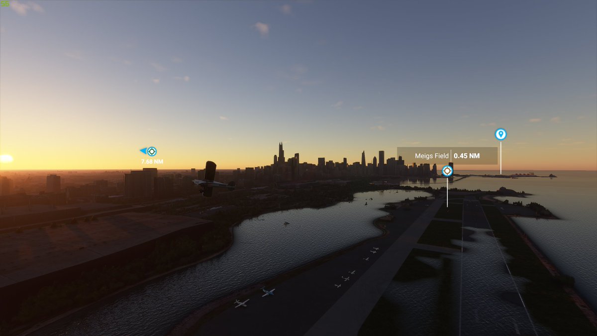 since i downloaded Meigs Field (rip) i went to chicago and also hit it right at sunset. i will leave it to a chicagoan to say if destroying the airport was a good or bad move bc idk but its cool to have these airfields near city centers, like the toronto one i landed at
