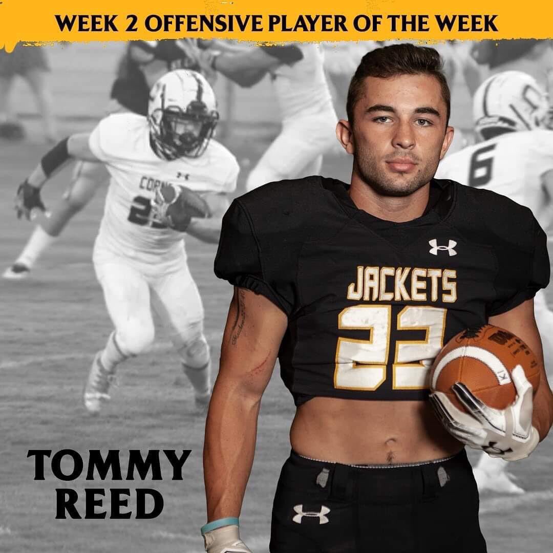 TJ_reed23's tweet photo. Shout out to my big boys up front for leading the way to Friday nights win and giving me a chance to impact the game. I Ended with 134 all purpose yards. @CoachFredT @CornerJacketsFB @CoachDoss25 https://t.co/TsTAI44BvV