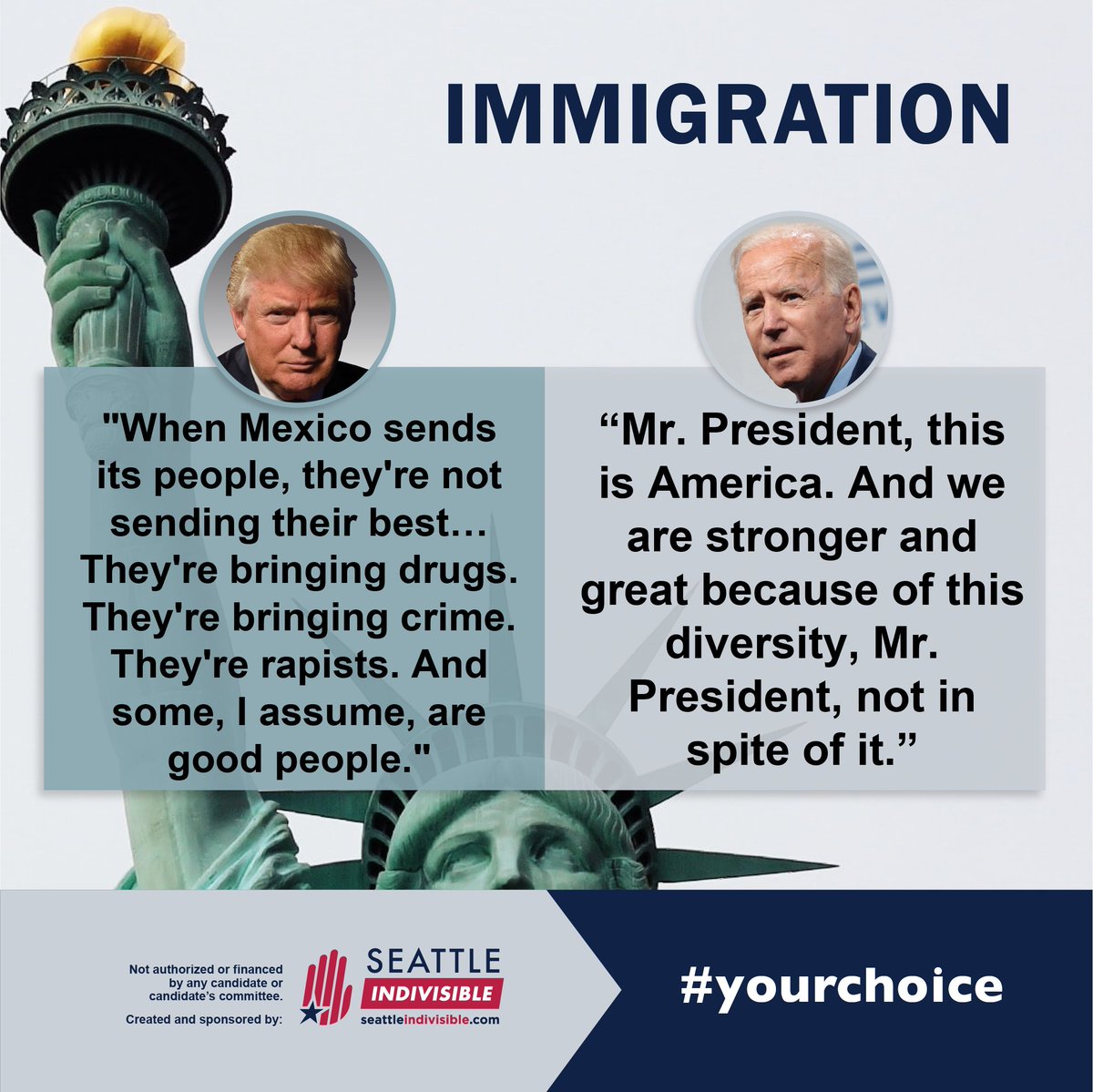SEAindivisible's tweet photo. Immigration Rights: Who will you choose for your RIGHTS?
- #Asylum
- #Immigration
- #Immigrationisnotacrime
- #NationofImmigrants
Real Differences - Huge Consequences - Your Choice
+ #indivisible + #yourchoice + #vote2020 + https://t.co/JGs22WCsN4
