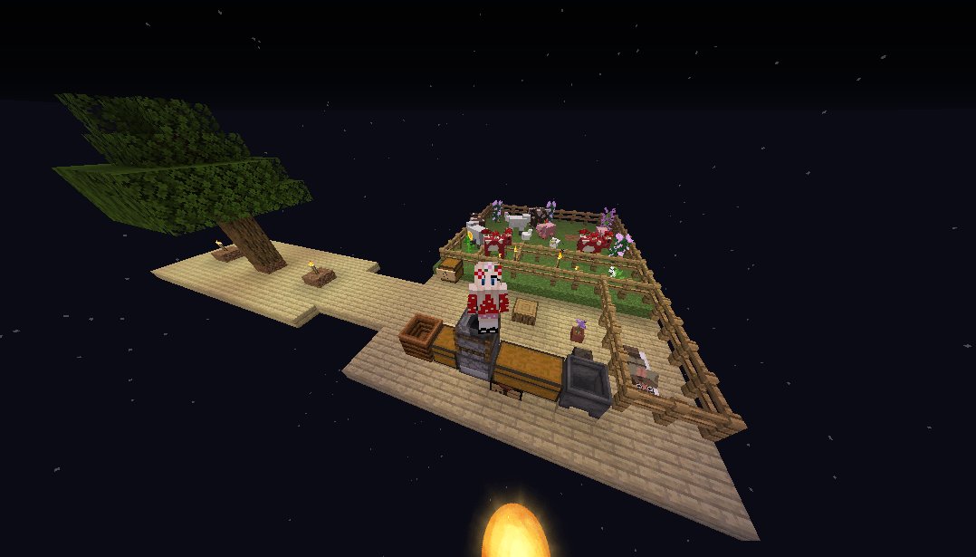 PastelsDarling's tweet photo. The cat's out of the bag! The new #streamercraft project is One Block Skyblock! Here's a peek at our progress on my first stream. Was pretty short, but I'll probably be streaming it tomorrow morning as well! Thanks @hylianmemer and @Duckhunterone for the lovely raids! https://t.co/YL3e02K5bC