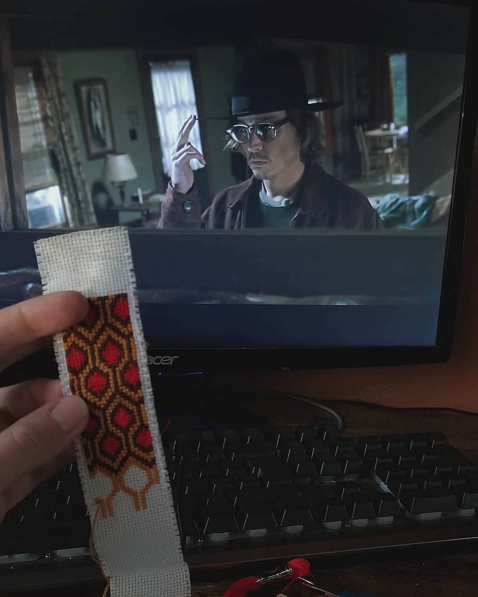 elithekul's tweet photo. Secret Window for movie night means working on my Overlook Hotel bookmark 🔪
.
.
#embroidery #crossstitch #bookmark #handmade #horrormovies #stephenking #theshining #overlookhotel #secretwindow https://t.co/zaUXkBj7r5