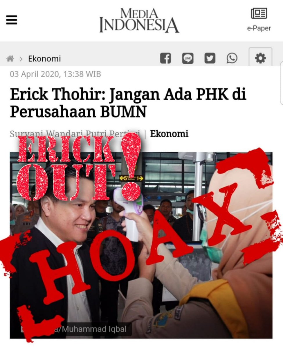 kabinethijau's tweet photo. Hoax mulu nih menteri! #erickout @PartaiSocmed @fahiraidris @jokowi @ReflyHZ @fadlizon @ https://t.co/wexri1UuoI