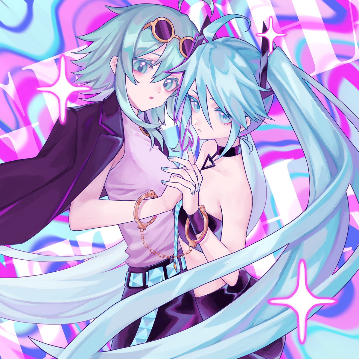 初音ミク「#GETCHA #VOCALOID #初音ミク #GUMI  #ギガP #KIR」|方糖鲨のイラスト