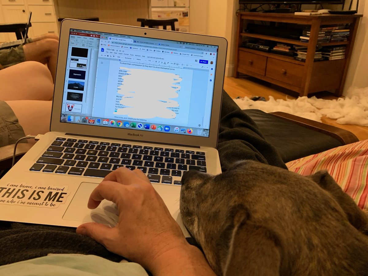 Getting some help as I finalize my TEDxMGH talk about mental illness.  

It's #SuicidePrevention month and I'm honoring it by sharing my personal story of depression with my community. 

"I am brave, I am bruised, I am who I'm meant to be.  This is Me"