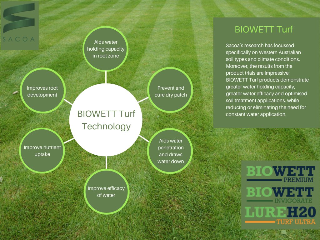SamDempster7's tweet photo. These finishing rains in WA provide a perfect opportunity to apply Biowett products to your turf.
🌱
Take advantage of Sacoa’s Spring Promotion. Order any Biowett soil moisture retention solution and receive an extra 20% off!⁠⁠
🌱⁠
🌱⁠
🌱⁠
 #savewater https://t.co/dCM6h0q1Qv