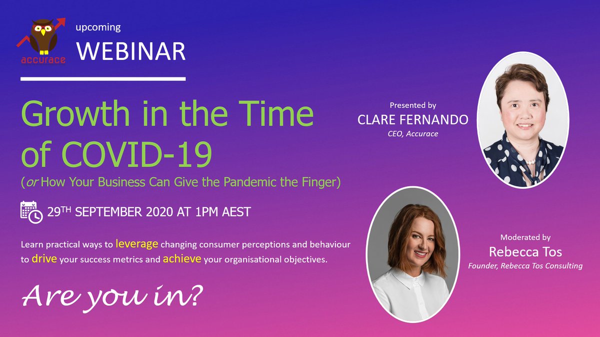 AccuraceC's tweet photo. Learn how your brand can use insights from Accurace's latest research (on how the COVID-19 pandemic has impacted on consumer priorities and behaviour) to drive growth. Click on the link below to register your interest in attending our webinar. https://t.co/LDBMWHbRDT https://t.co/OtGP0KUc2A