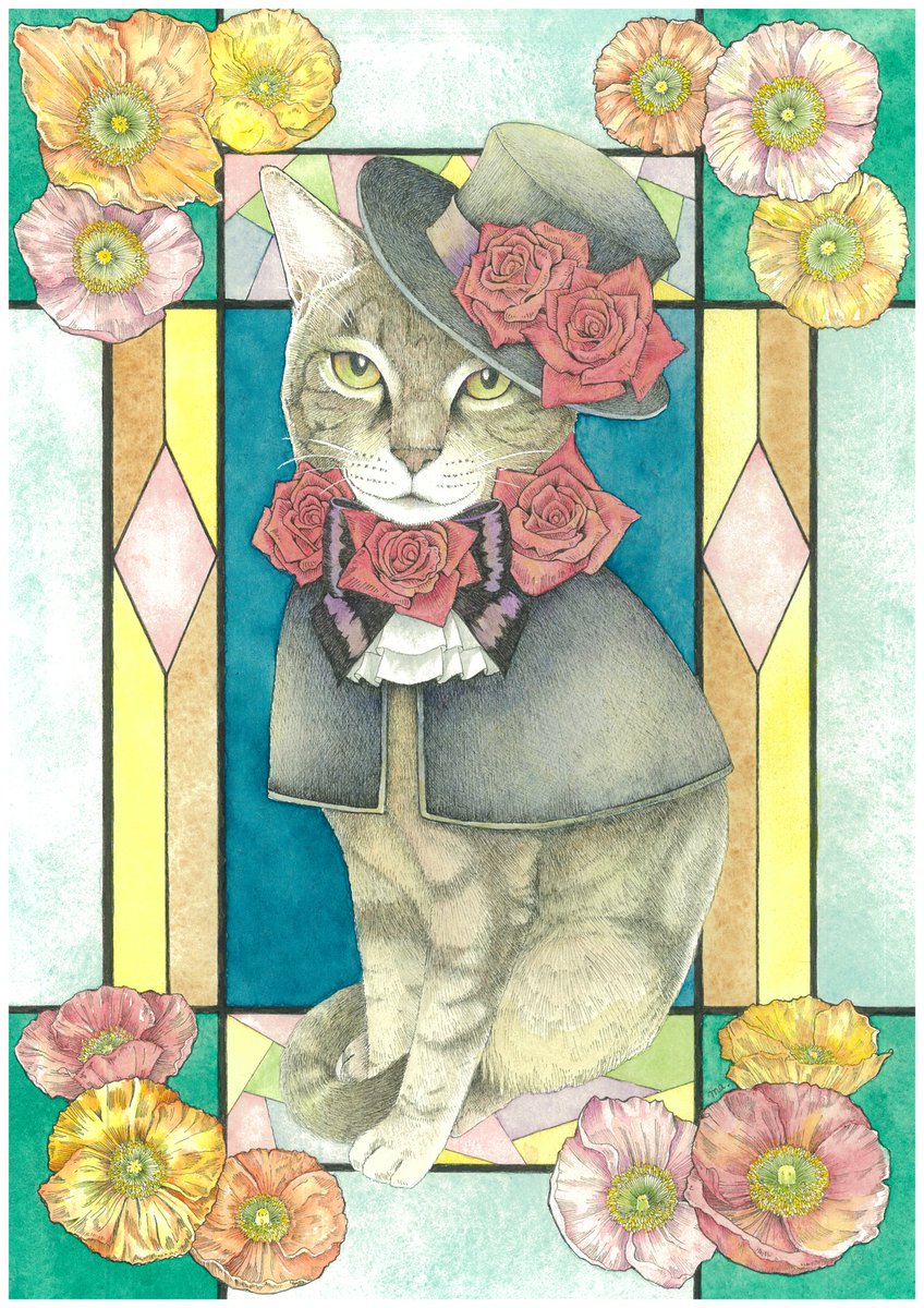 外出自粛中に描いた絵 窓越しに感じる季節の移り変わり 変わらず咲いているだろ ま Machiko のイラスト