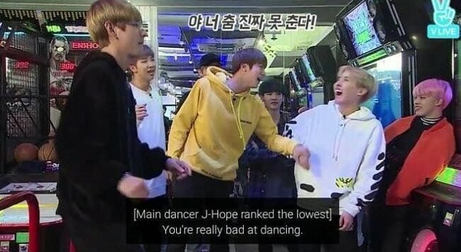 When they were dancing and hoseok got last place 